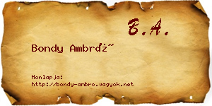 Bondy Ambró névjegykártya